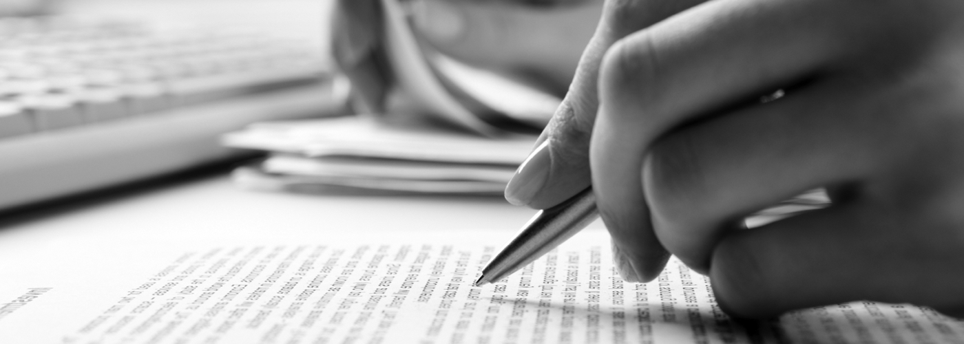 Write a review A person writing a review.